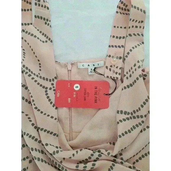 CAbi Sophia Cami Tank V-Neck Blouse Pink & Gray Summer Spring Size 8 NWT - Picture 4 of 5